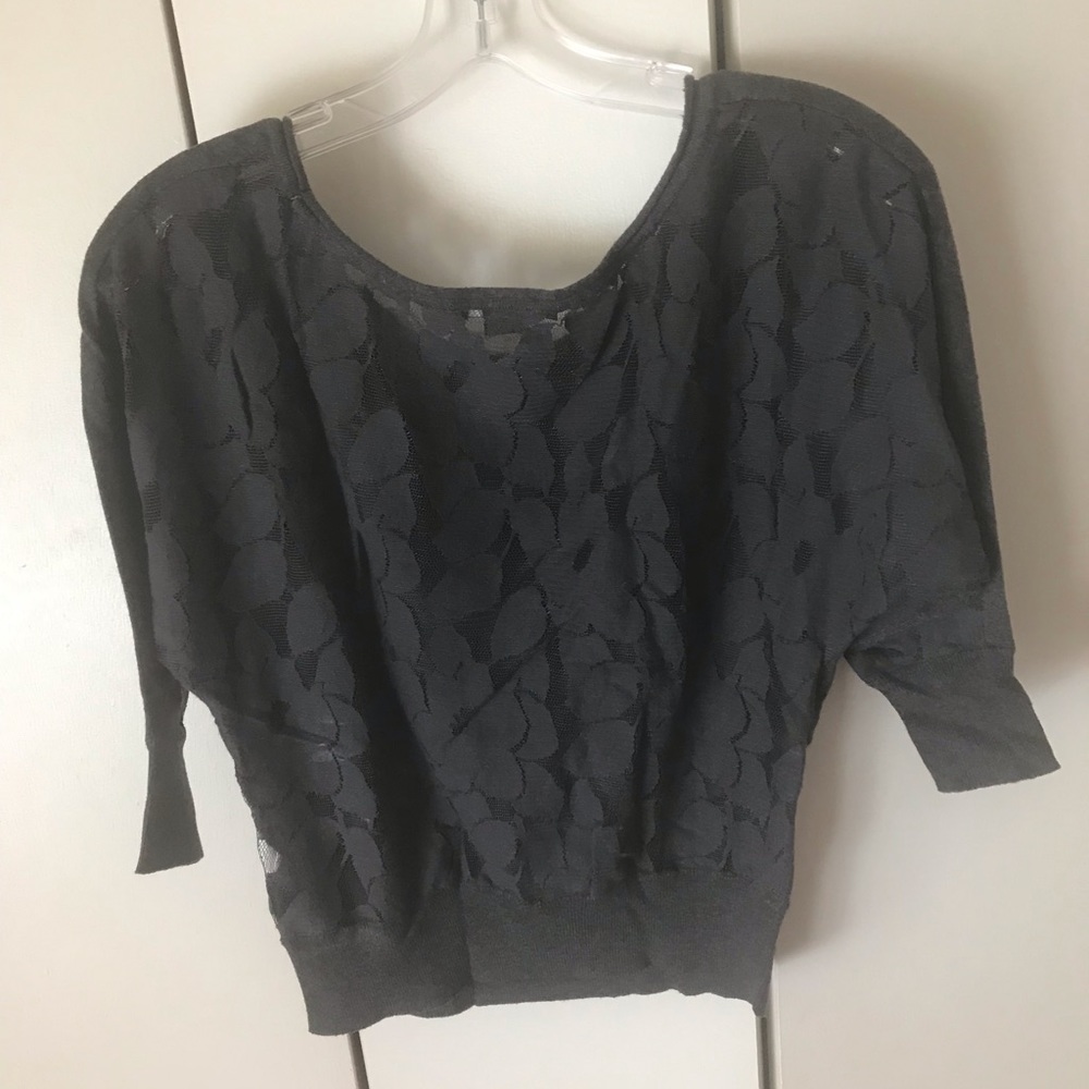 American Eagle Gray Lace Back Sweater Shirt Size S
